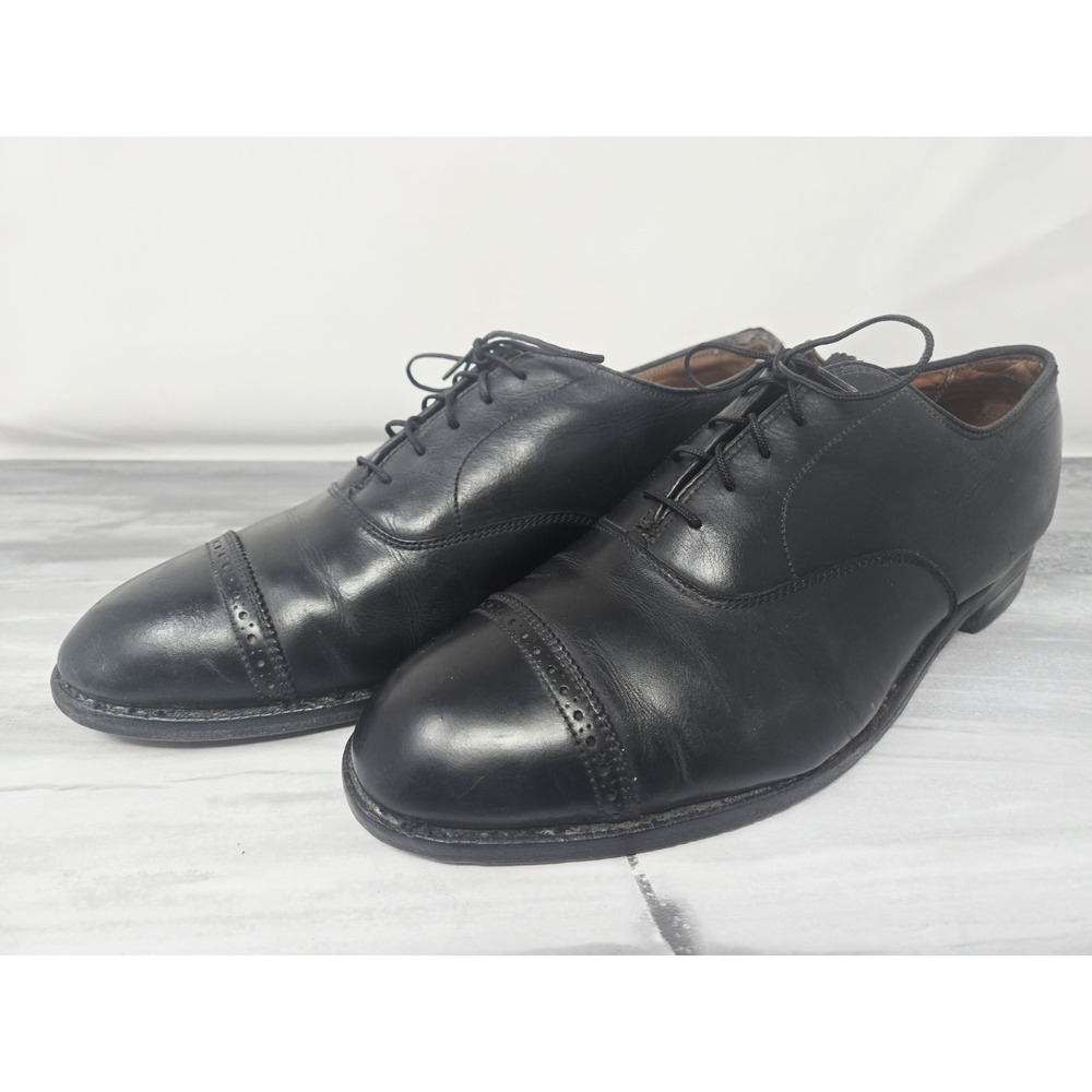 VINTAGE Alden 901 Perforated Cap Toe Calfskin Oxford Shoes‎ Black USA Men's 8.5